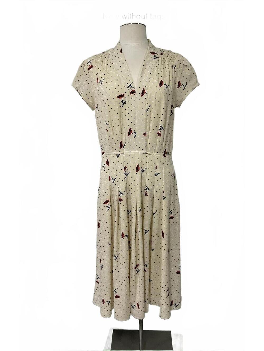 eShokti Women's Polka Dot Floral Midi Dress Size 6 dd2
